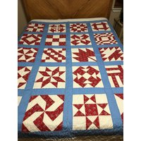 Vintage Sampler Quilt Top Neu Gequiltet Mit Baumwollwattierung Und Baumwollgewebe 186cm Mal 188cm von VintageAt3Oaks
