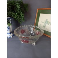 Glasschale Mit Rosendekor, Vintage Aus Österreich von VintageAustriaShop