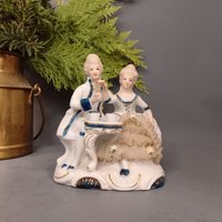 Porzellanfigur Im Rokokostil Mit Kavalier Und Dame Beim Teetrinken, Vintage Aus Deutschland von VintageAustriaShop