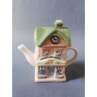 Sammlerobjekt Keramik Haus Als Teekanne, Lustige Kleine Teekanne Aus Keramik, Bunte Für Kinder Keramik von VintageAustriaShop