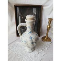 Weinkaraffe Aus Keramik Mit Vogel - Und Blumenmotiven, Vintage Deutschland von VintageAustriaShop