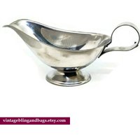 24cm 60Er Jahre Midcentury Modern Sauciere, 1960Er 18-8 Edelstahl Vintage Serviergeschirr von VintageBlingAndBags