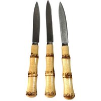 3Er Set Vintage Bambus Messer, 1960Er Jahre/Boho Chic, Utensil, Landhaus, Besteck, Küche von VintageBodacious