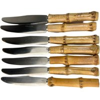 7Er Set Vintage Bambus Messer, 1960Er Jahre/Boho Chic, Utensil, Besteck, Küche von VintageBodacious