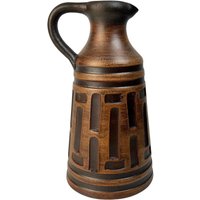 Mid-Century Modern Style Keramik Krug Vase | Mcm Studio Bauhaus Modernist Dekor Braune Vintage Von Frick Switzerland von VintageBodacious