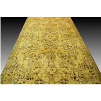 Beeindruckender Gelber Vintage Teppich, Handgeknüpfter Teppich - 302x162 cm von VintageBohoRugs