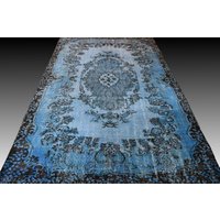 Handgefertigter Blauer Teppich, Vintage Boho Oushak Teppich 290x175 cm/5.7x9.5 Ft von VintageBohoRugs