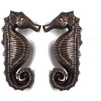 1 Set Vintage Seepferdchen Knäufe Möbel Knäufe, Schrank Massiv Messing Einzigartige Schubladen Griffe Home Decor von VintageBrassHardware