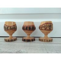 Dekobecher Aus Holz, Holzbecher, Set 3 Tassen, Tolle Holzgläser von VintageBulgariaBG