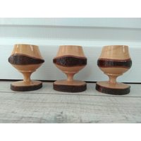 Holzdekorbecher, Holzbecher, 3Er-Set, Tolle Holzgläser von VintageBulgariaBG