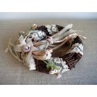 Vintage Blumenkranz Kerzenring Handgemachte Rose & Spitzendekor von VintageButikGita