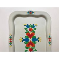 Pennsylvania Dutch Tablett - Liebe Zauberhaftes Herz- Und Blumenmuster 2 Verfügbar Berghütte Hochzeit Auf Dem Bauernhof von VintageByBeth