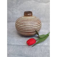 Vintage Vase Von "Strehla". Modell Design 1444. Mid Century Modern Steinzeug Keramik von VintageByElen