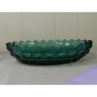 Ovale Schale Whitehall Teal Green Servierschale Von Colony Glass von VintageByKimAndSteve