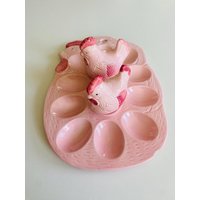Rosa Eierteller Eierplatte Mit Salzstreuer/ Vintage Geschirr Keramik Rosa Eierteller Eierplatte Mit Salzstreuer/ Vintage Geschirr Keramik von VintageByNala