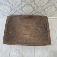 Alte Antike Primitive Holz Brot Teig Teller Schale Tablett von VintageByNataliya