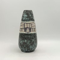 Es-Keramik /Emons Und Söhne Keramik Wunderschöne Grün/Schwarz/Weiße Vintage Vase Mid Century Modern 1960Er/ 970Er West Germany Pottery von VintageCeramics4You