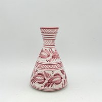 Jawe Keramik Handbemalte Weiß/Rosa Dekor Mid Century Modern Vase, Aus Den 1960Er Jahren von VintageCeramics4You