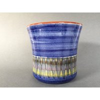 Mid Century Modern Keramik Übertopf, Handbemalt Aus Österreich Mid Century Modern Keramik Übertopf, Handbemalt Aus Österreich von VintageCeramics4You