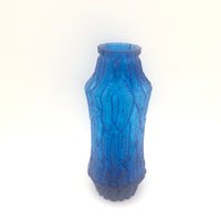 Oberglas Austria Vase, Vintage 1960Er Jahre, Blau/Aqau Blaue Farbe Relief Vase von VintageCeramics4You
