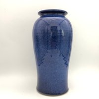 studio Keramik Handmade/Handgedrehte Vase Mit Blauer Glasur. 1990Er - West Germany Keramik. Wgp von VintageCeramics4You