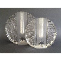 Walther Glas Kristall 2Er Set Solifleur Vasen Mid Century Modernist 1960Er Jahre West Germany von VintageCeramics4You