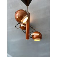 Braune Vintage Space Age Hängelampe Mit Drei Augapfelschirmen von VintageChampignon