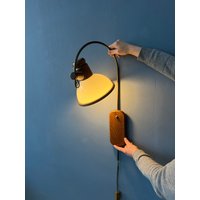 Flexible Steinhauer Pilz Bogen Wandlampe Mit Holzrahmen Und Plexiglasschirm von VintageChampignon