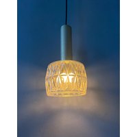 Mid Century Kristall Glas Pendellampe von VintageChampignon