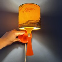 Orange Mid Century Space Age Textil Wandlampe von VintageChampignon