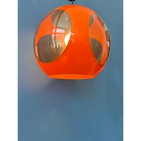 Vintage Orangene "Bug Eye' Massive Space Age Pendellampe von VintageChampignon
