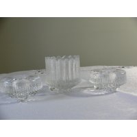 Vintage Iittala Ultima Thule Kerzenhalter Von Tapio Wirkkala Schmelzendes Eis in Lappland.3Kerzenhalter Aus Finnland Textur Glaswaren von VintageChester