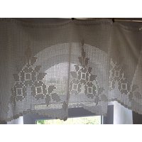 Vintage Blumen Gehäkelte Beige Baumwollstoff Valance Vorhang, Café Häkelvorhang, Küche Valance, Retro | 15 von VintageClothesHouse