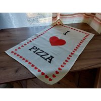 Vintage I Love Pizza Bedrucktes Baumwoll-Geschirrtuch , Wärme Küchenwärmer | E10 von VintageClothesHouse