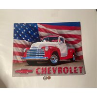 Vintage 1997 Metallschild, Chevrolet, General Motors, 1951 Pickup Truck, 16" X 12 1/2", Wanddekoration, Regal Display, Schönes Schild von VintageCopperAndMore