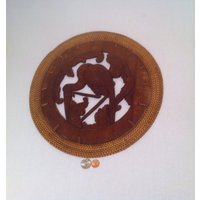 Vintage Holz Und Wicker Storch, Pelikan, Vogel, Wand-Dekor, Wohnkultur, Geschnitzt, 13 1/2" Breit, Schöne Qualität Kunst Arbeiten, Strand-Thema von VintageCopperAndMore