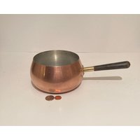 Vintage Kupfer Metall Kochtopf Mit Holzgriff, 11" Lang, Und 6" X 3 1/2" Topfgröße, Küchendekor, Regal Display, Kochen von VintageCopperAndMore