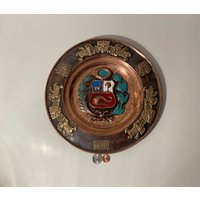 Vintage Metall Kupfer Wandbehang, Peru, Schwer, Qualität, 11" Breit, Bar Dekor, Küchen Dekor, Regal Display von VintageCopperAndMore