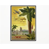 Los Angeles Travel Poster | Werbeposter, Usa Poster, Retro Print, Reise Wand Kunst, Vintage Wohnkultur, Geschenk von VintageCraftery