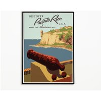 Porto Rico Reise Poster | Werbung Poster, Wanddekor, Retro Druck, Rustikaler Vintage Wohnkultur, Geschenk, Wandkunst von VintageCraftery