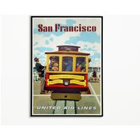 San Francisco Reise Druck | Werbung Poster, Fransisco Illustration, Retro Druck, Vintage Wohnkultur, Geschenk von VintageCraftery