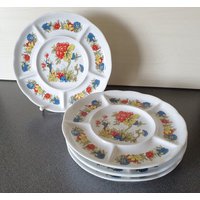 1970Er Jahre Fondueteller | 4Er Set Von Schumann Arzberg Germany, Tolle Blumen von VintageDeBlijeEkster