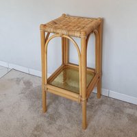 2-Teiliger Blumenständer Aus Bambus Mit Geflochtener Weidenaufsatz von VintageDeBlijeEkster