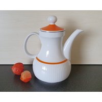 Winterling Orange Porzellan Kaffeekanne, Modern Und Schlank von VintageDeBlijeEkster