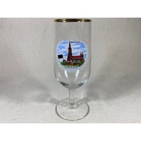 Vintage Münster Germany Souvenir Fuß Bierglas Goldrand Kelch Ulm Kirche von VintageDePlage