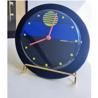 staiger Quarz Wanduhr Vintage Postmodern Design Wanddeko Neongelb Blau Weiß Schwarz Lachsrosa Rarität Made in Germany von VintageDealersHH