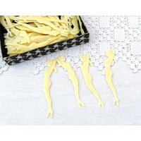 Vintage Set Mit 4 Midcentury Modern Pin Up Cocktail Spießen Aus Weißem Kunststoff, 1960Er Jahre Drinks Party Rührzubehör, Mcm Burlesque Geschenk von VintageDecorFrancais