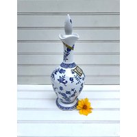 Jahrgang Coalport China Kobalt Blau & Weiß Dekanter, Floral Chintzy Design, Made in England, Limited Edition, Bar Dekor/Zubehör von VintageDrive55