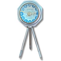 Maxlume ~ London Tisch Uhr Nickel Poliert Massiv Messing Schiff Nautik Vintage Industrielles Dekor von VintageElectrical