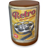 Pouffe "Movie Night' Solid Base Echtleder Sitz | Vintage-stil Bodenständer Man Cave Foot Hocker ~ Hand Gefertigt Von Maxlume von VintageElectrical